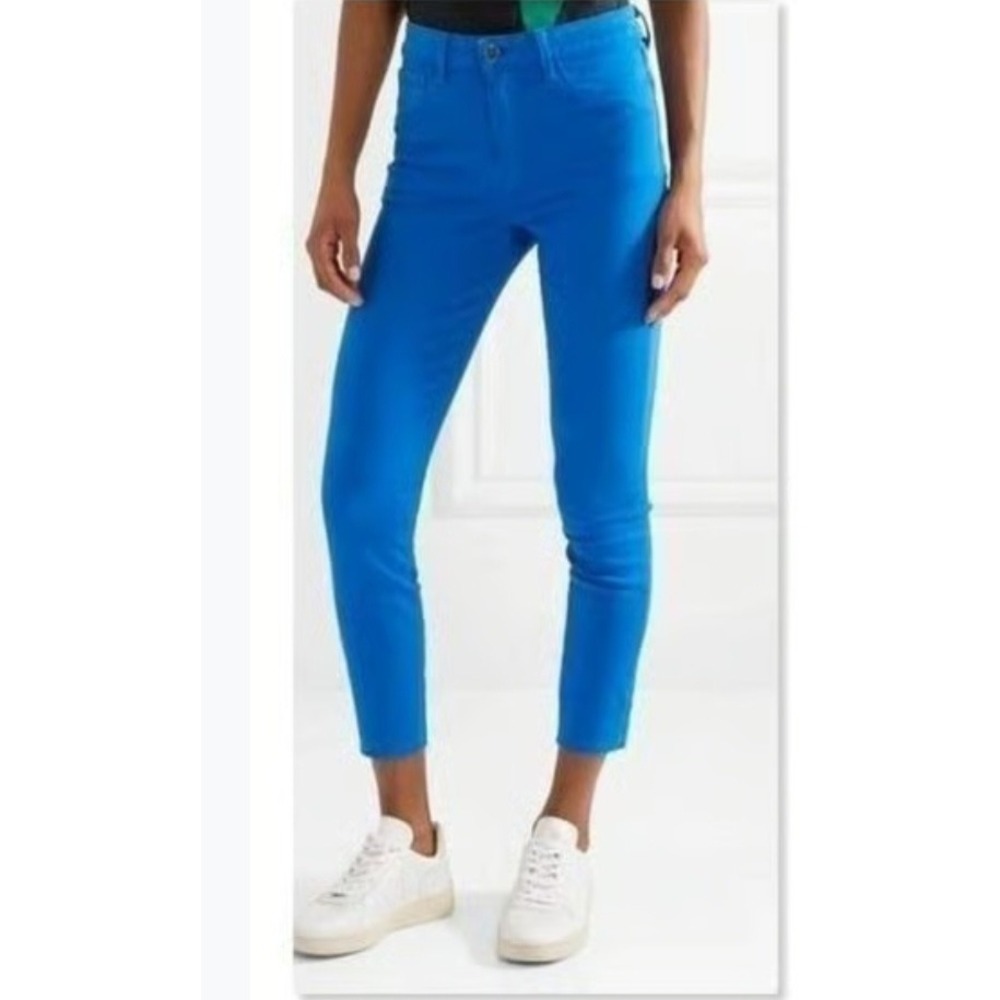 L'AGENCE‎ Margot High Rise Skinny Jeans Princess Blue Raw Hem 2294LMDR Size 26